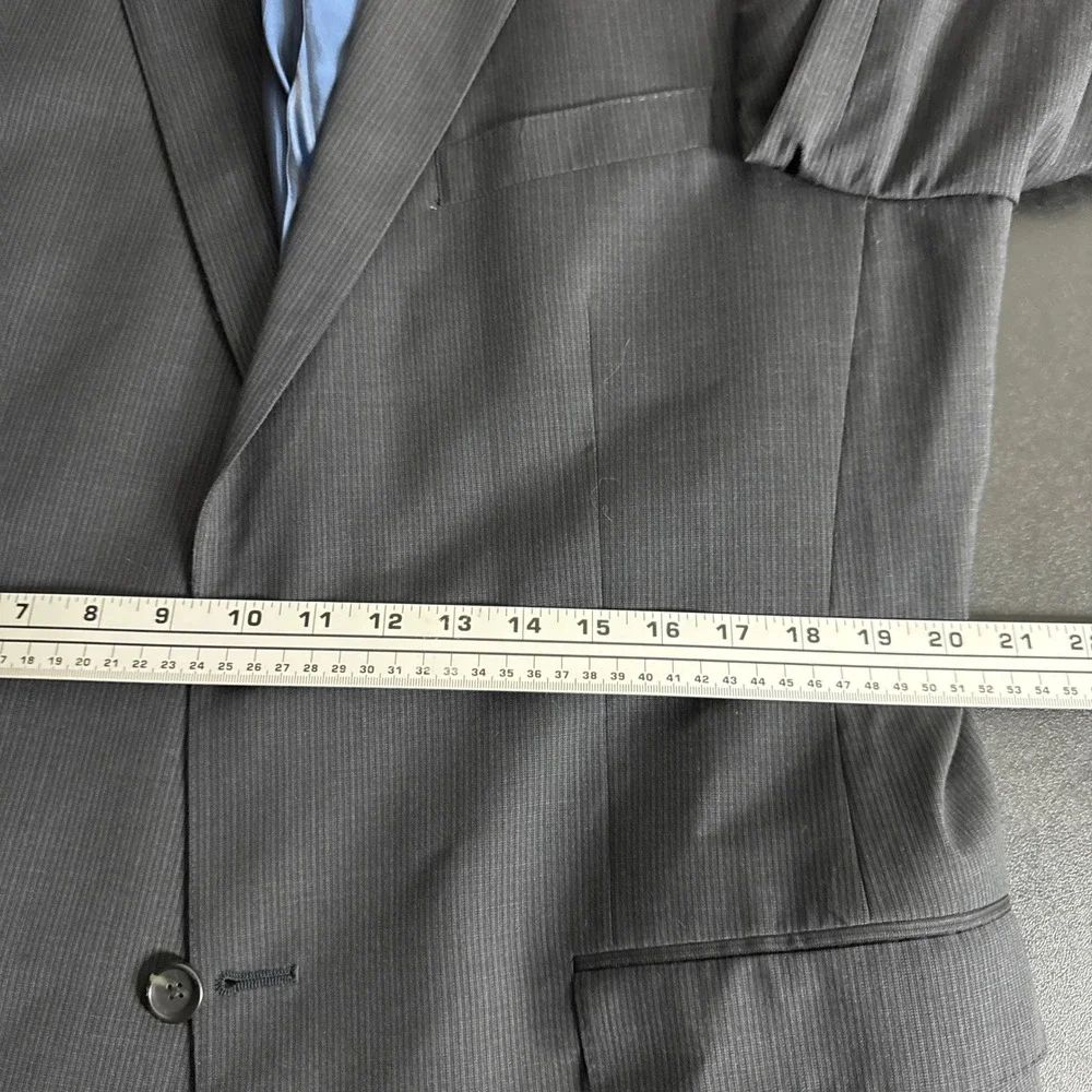 Hart Schaffner Marx Mens 42L 34W Charcoal Pinstripe‎ USA Made